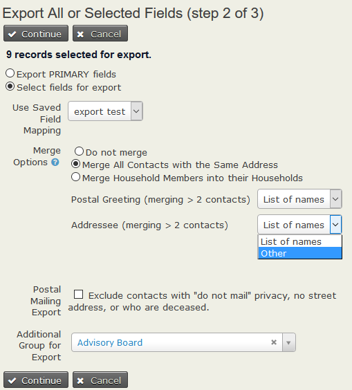 Export contacts from CiviCRM